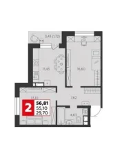 2-х комнатная квартира